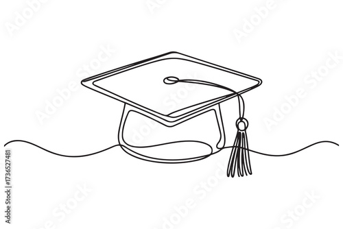 hand drawn line art vector illustration of graduation hat, graduation line art style vector illustration. one line Icon drawing with white background