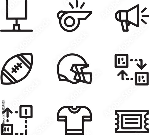 American football icons for game day excitement