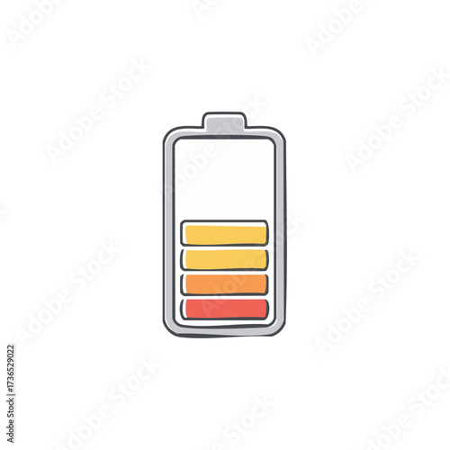 A battery icon indicating a low battery charge