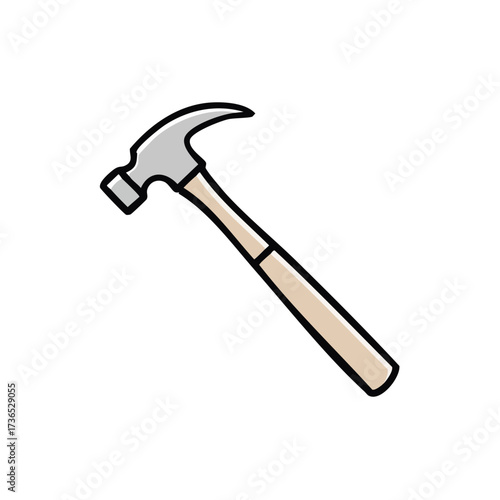 A simple illustration of a hammer, a fundamental tool for construction and repairs. The hammer has a wooden handle and a metal head, ready for various tasks.