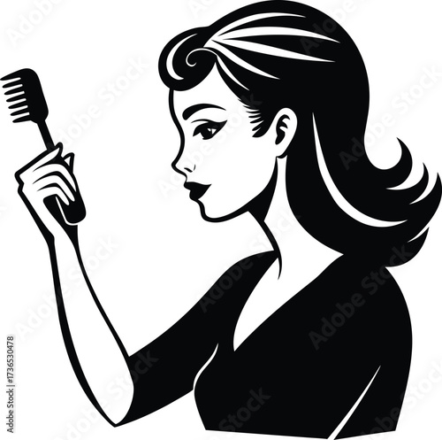 A beautician applying hair color with a brush