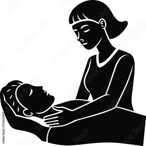 A customer relaxing while getting a head massage