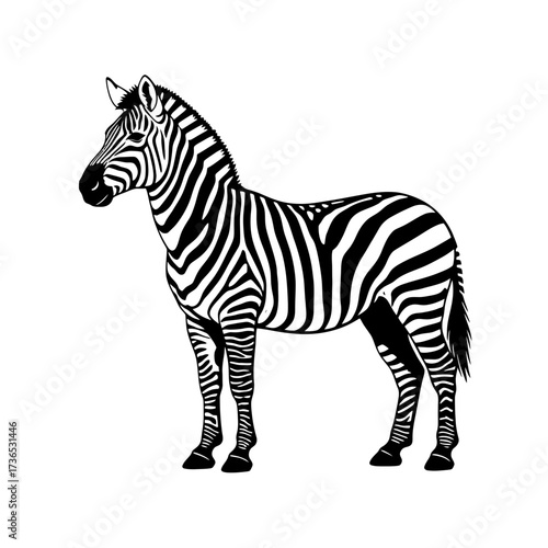 Vector art of zebra standing profile
