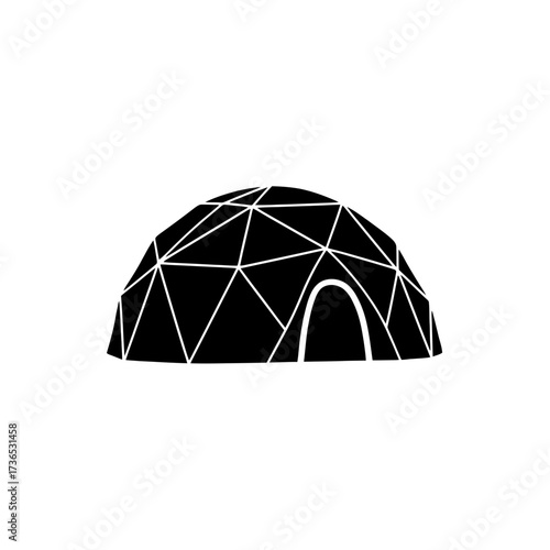 Vector art of black geodesic dome tent