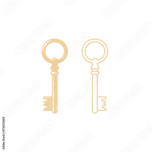 Vector art of two antique golden keys
