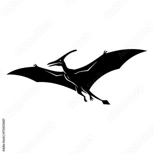 Vector art of silhouette of a pterodactyl flying