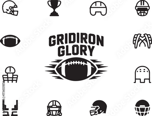 Gridiron glory sports icons football helmets trophy