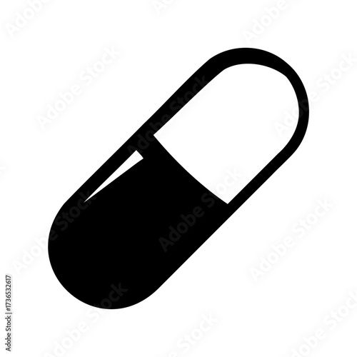 Black and white capsule illustration representing medication and pharmaceutical concepts perfectly