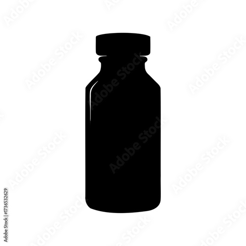 Black Silhouette of a Bottle, Graphic Design for Medical or Industrial Use