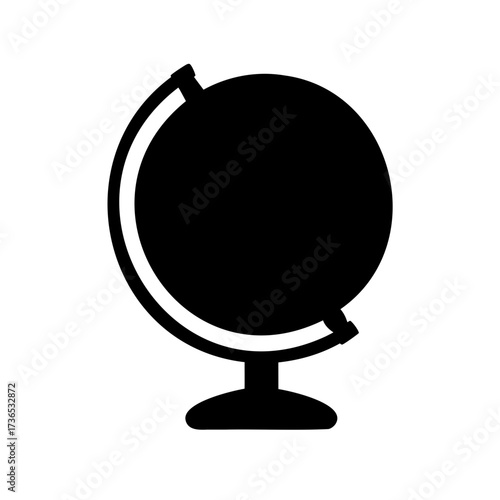 Black and White Globe Icon Representation of Geography and the World