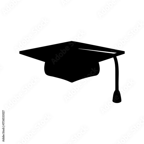 Black graduation cap silhouette for education achievement and academic celebration design