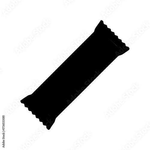 Silhouette of a packaged candy bar or snack food product on white