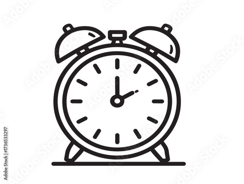 Sleek Alarm Clock Design with Stylish Simple Vector Line Art