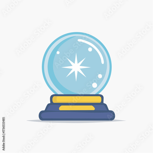 An Illustrated Cartoon-Style Depiction of a Crystal Ball on a Decorative Pedestal
