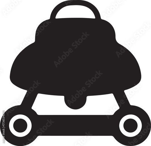 Baby walker icon,Baby carry cot, in silhouette 