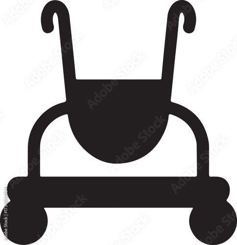 Baby walker icon,Baby carry cot, in silhouette 