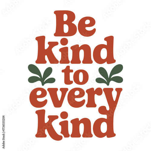 Be Kind Graphic with Leaves Retro Inspired Design