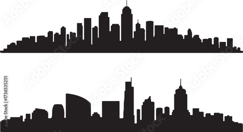 Dramatic city skyline silhouette design element