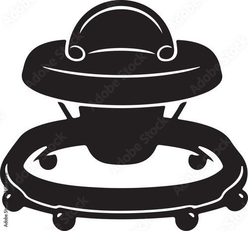 Baby walker icon,Baby carry cot, in silhouette 