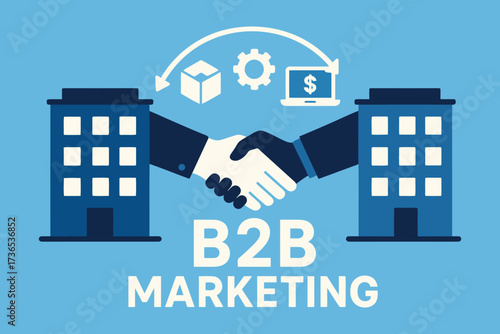 Business to business marketing partnership agreement handshake between companies