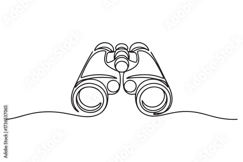 Continuous one line drawing of Binocular. Binocular single line art vector design. one line Icon drawing with white background