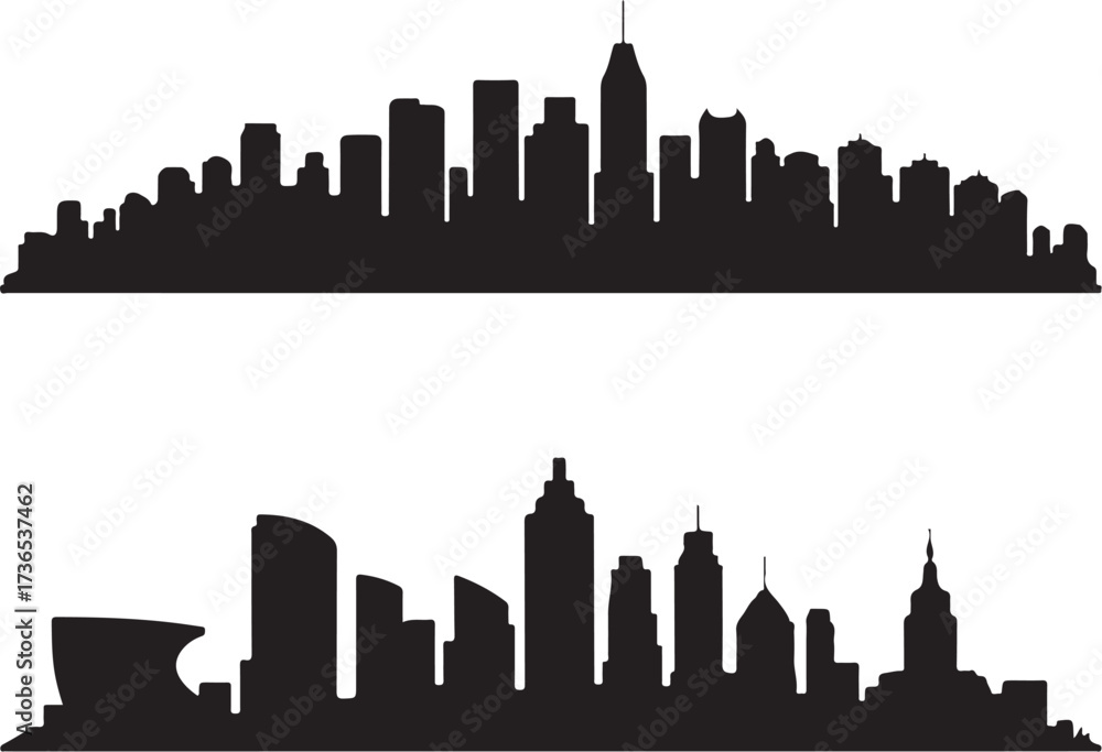 Naklejka premium Stunning city skyline silhouettes for modern design