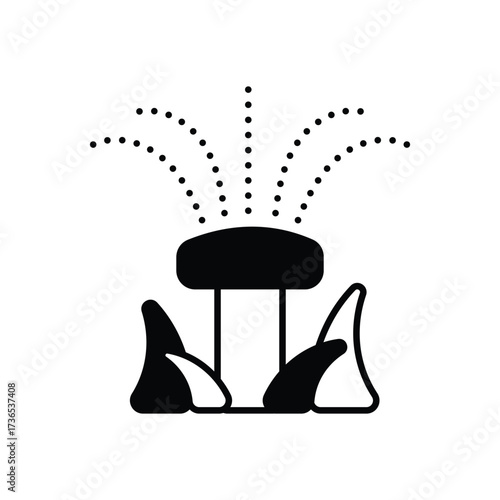 Watering Sprinkler Black Solid Glyph Vector Icon