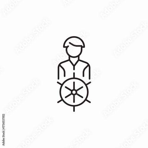 employee lead ship wheel icon sign vector