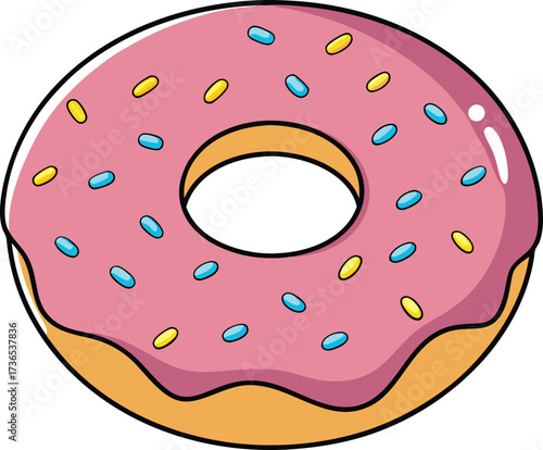 Simple Vector Donut with Sprinkles Illustration