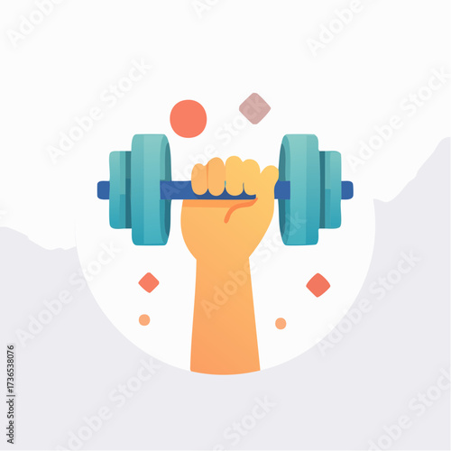 Illustration depicting hand grasping a dumbbell for exercise and strength training workout