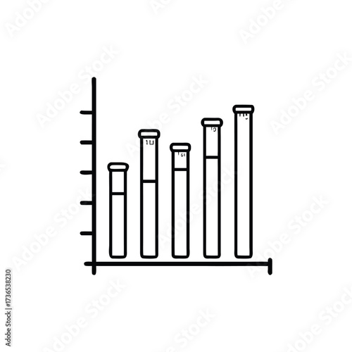 Hand Drawn Bar Chart on Background with Scale and Labels