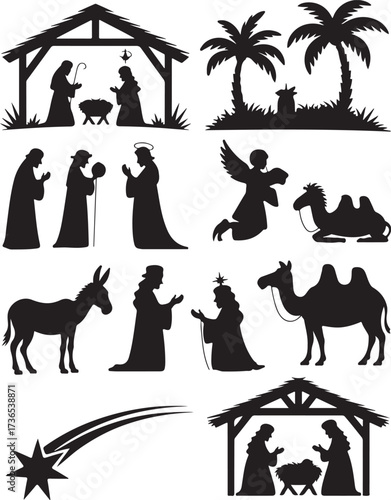Nativity scene silhouette for elegant Christmas decor