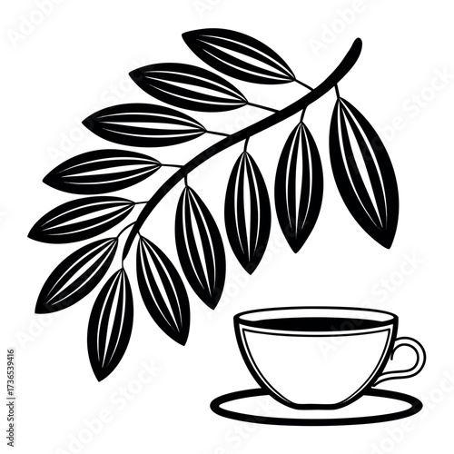 Black colour Dates and tea cup for iftar silhouette vector illustration, solid white background (2).eps
