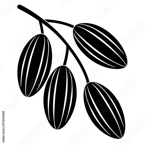 Black colour Dates and tea cup for iftar silhouette vector illustration, solid white background (7).eps