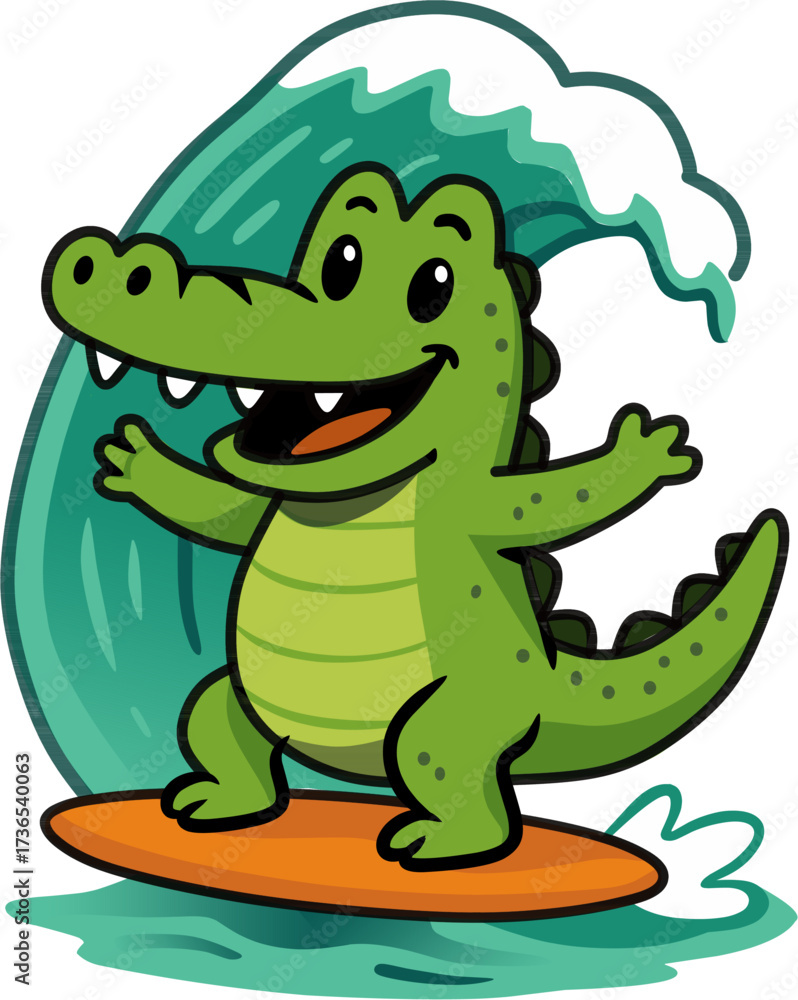 Fototapeta premium cartoon crocodile with a gift