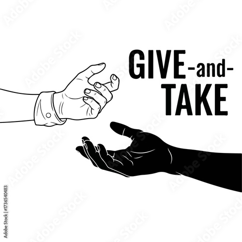 Give and Take Concept Depicting Hand Gestures and Exchange.