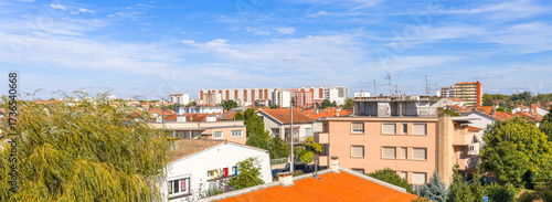 Aerial view of a neighborhood in Toulouse, Haute Garonne, Occitanie, France