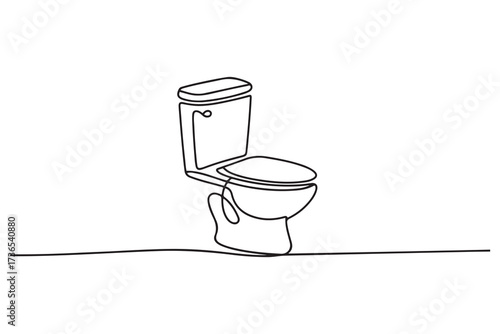 Toilet icon high commode continuous single line drawing concept of hygienic minimalist. one line Icon drawing with white background