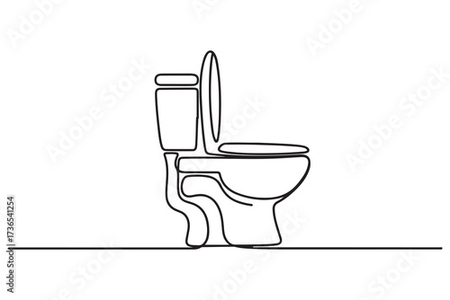 Toilet icon high commode continuous single line drawing concept of hygienic minimalist. one line Icon drawing with white background