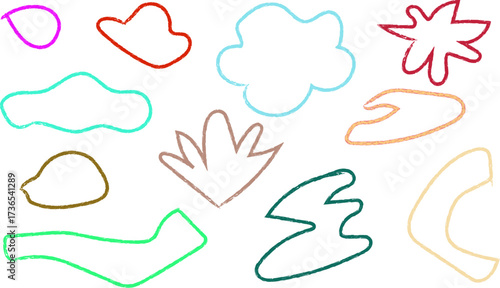 Abstract weather elements hand drawn vector shapes isola