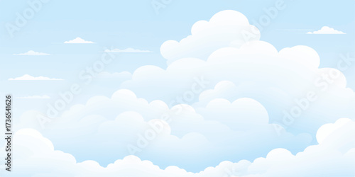 Bright blue sky with fluffy white cumulus clouds on a clear summer day.  cloud, cloudy, sun, beauty, spring