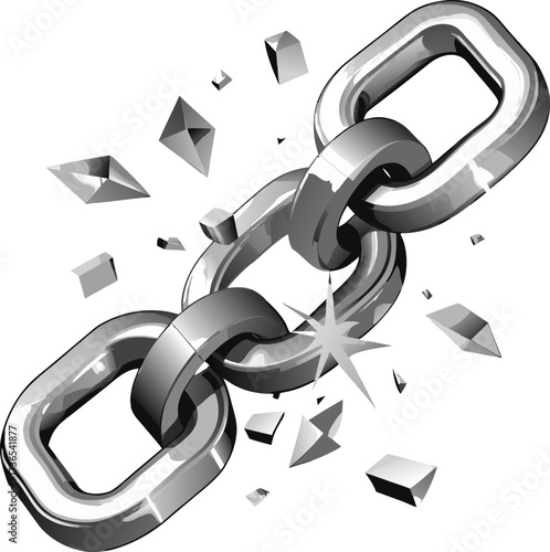 Shiny Polished Metal Chain Link Exploding With Sparkle Effect