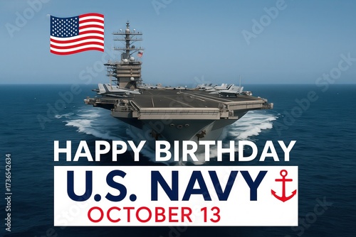 U.S. Navy 250th Birthday Celebration October 13 with Patriotic Anchor Symbol Honoring American Naval Forces and Armed Military Heritage Generative AI