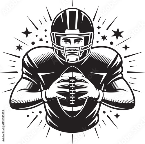 American football player ready for action art