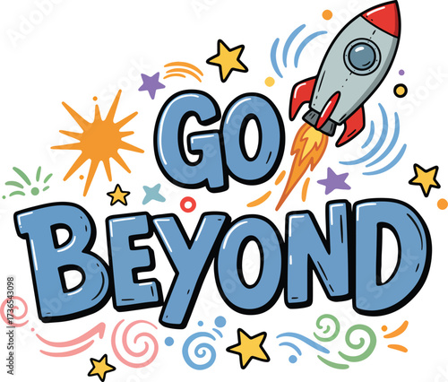 go beyond bold doodle vector design with rocket and colorful abstract elements