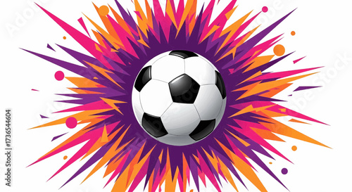 Dynamic soccer ball sport illustration with pop art explosion rays. A retro style vector for championship victory