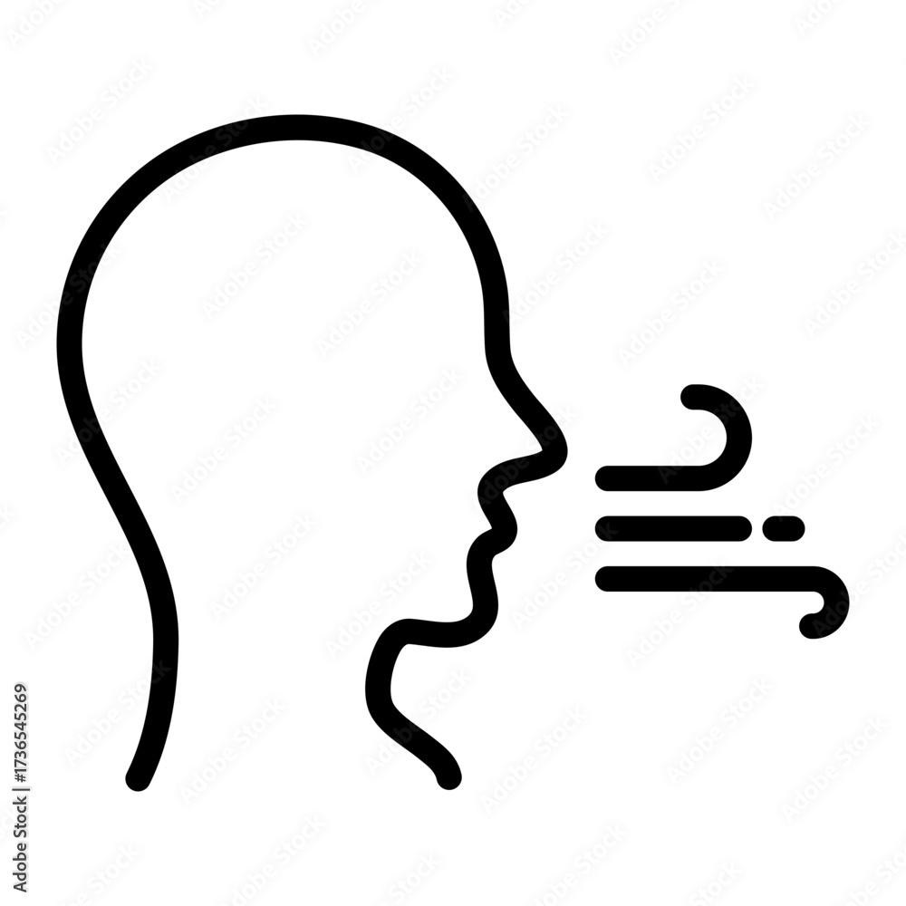 Obraz premium Deep Breathing Exhale simple line icon