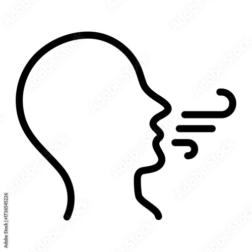 Deep Breathing Inhale simple line icon