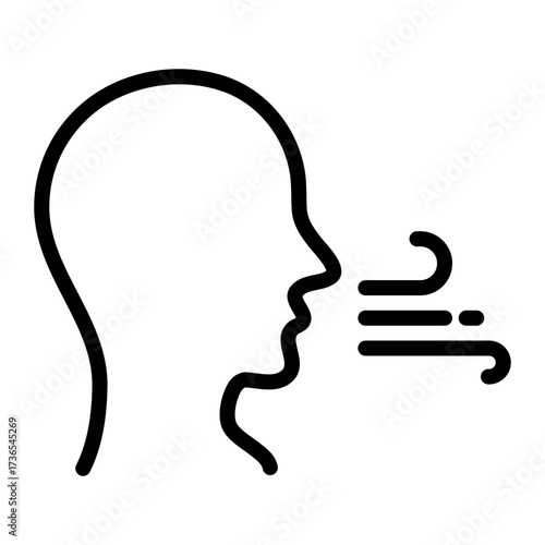 Deep Breathing Exhale simple line icon