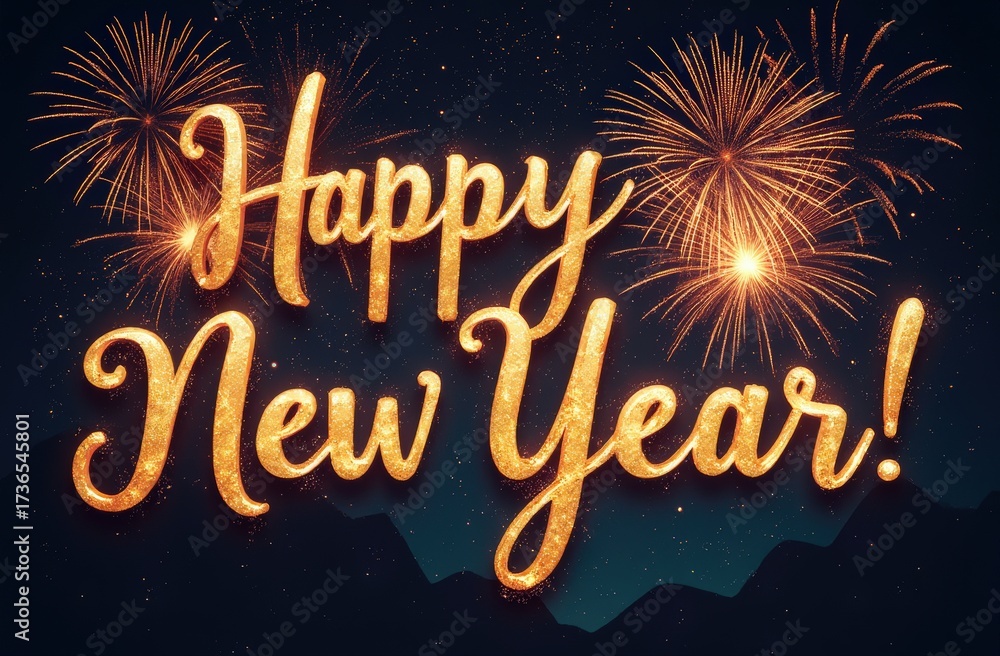 Fototapeta premium Happy new year celebration with colorful fireworks display